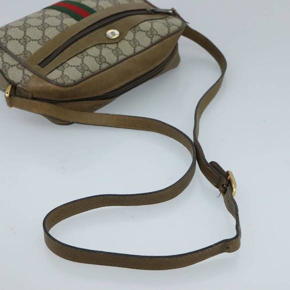 GUCCI GG Supreme Web Sherry Line Shoulder Bag PVC Beige Green Red Auth 98780 - Picture 7 of 16